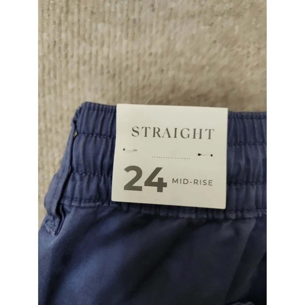 Lane Bryant Pull-On Super-Soft Straight Leg Chino Pants Women 24 Sateen Blue NEW